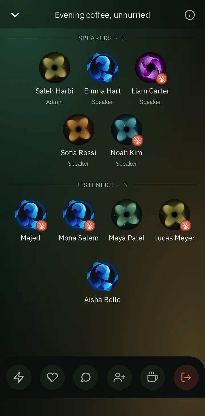 A live gathering in Nooda: speakers and listeners around a voice majlis